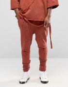 Granted Drop Crotch Joggers With Distressing - Orange