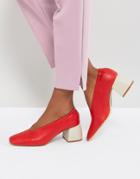 Stradivarius Block Heel Pointed Shoe - Red