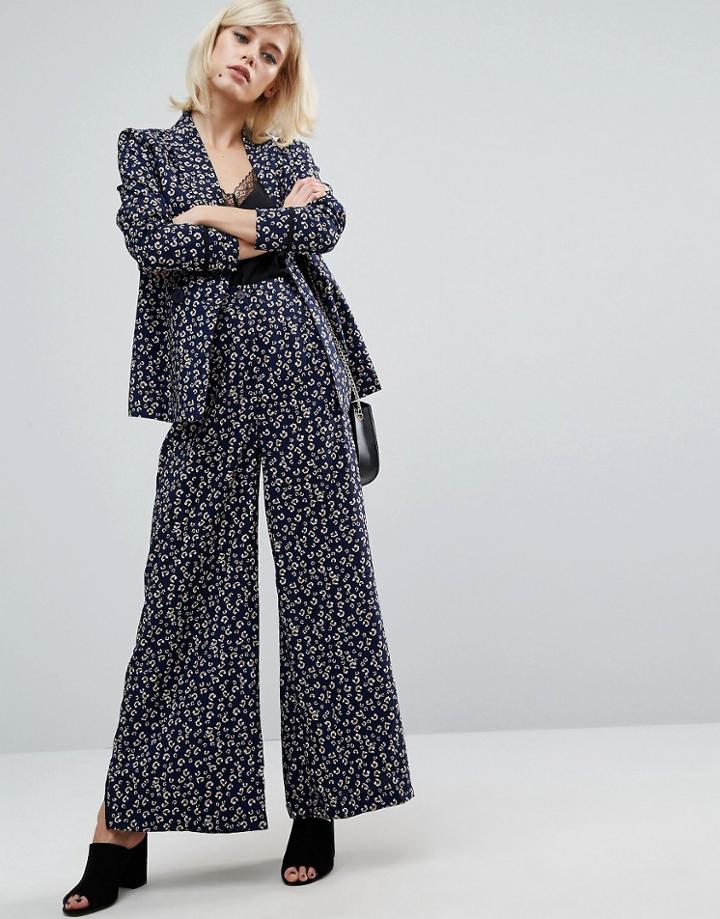 Fashion Union Printed Pant -co-ord - Blue