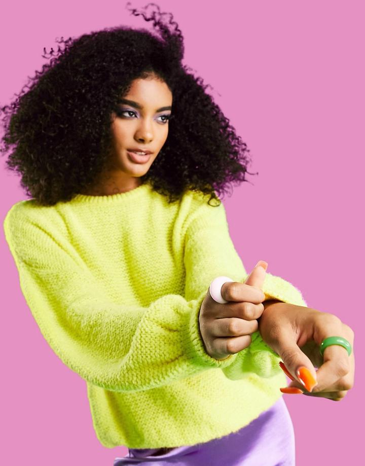 Asos Design Oversized Crew Neck Sweater In Yellow