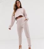 Missguided Two-piece Slim Sweatpants In Blush - Pink