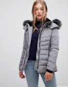 New Look Fitted Padded Parka Jacket - Gray