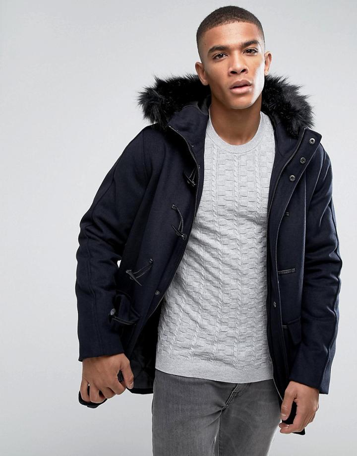 D-struct Wool Duffle Parka - Navy