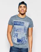 Brave Soul Palm Springs Burn Out T-shirt - Navy