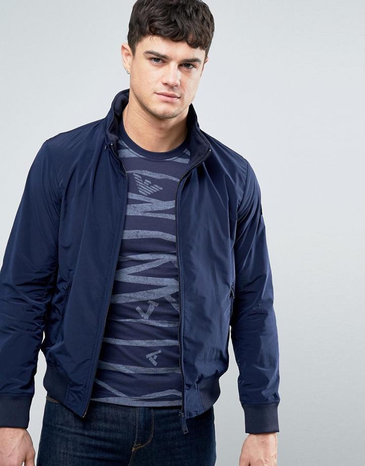Armani Jeans Nylon Bomber Jacket In Navy - Navy