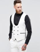Noose & Monkey Super Skinny Db Vest With Contrast Piping And Stretch - White