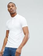 Asos Design Muscle Fit Pique Polo In White - White