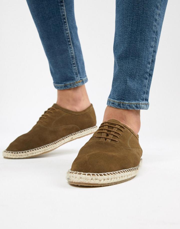 Kg By Kurt Geiger Lace Up Espadrilles In Khaki Suede - Gray