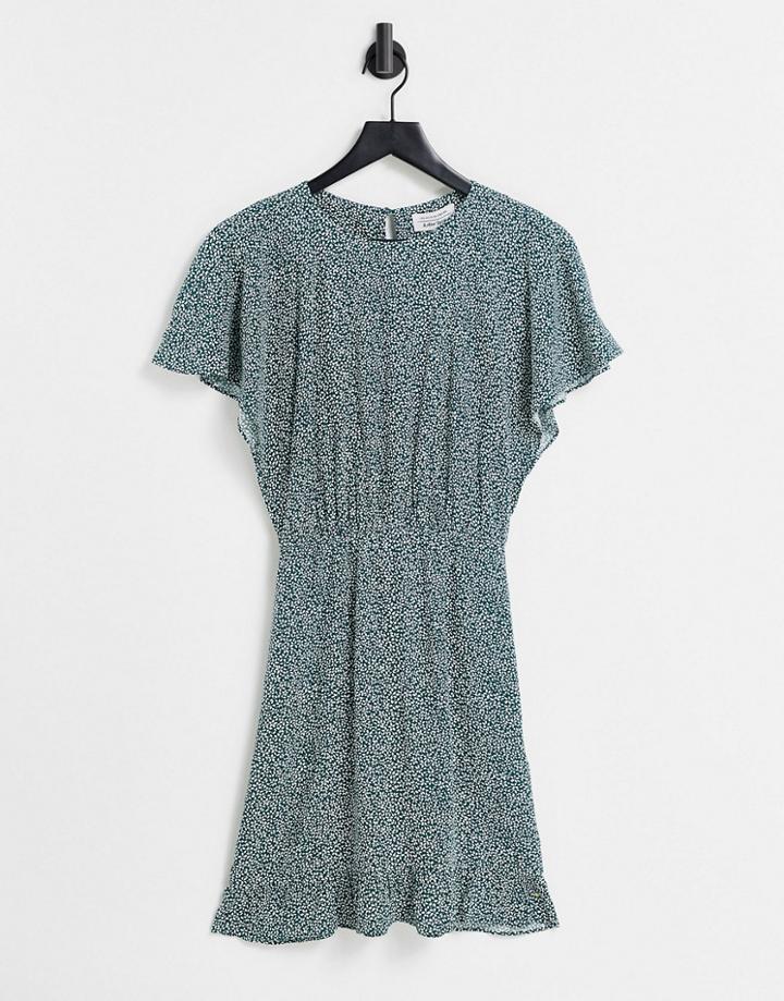 & Other Stories Ecovero Cinched Waist Mini Dress In Green Floral
