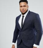 Noak Plus Size Skinny Suit Jacket In Fleck-navy