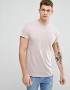 New Look T-shirt With Rolled Sleeves In Light Pink - Pink
