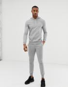 Asos Design Tracksuit Muscle Hoodie / Super Skinny Sweatpants In Gray Marl