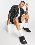 Pull & Bear Outline Horses Print Shirt In Black