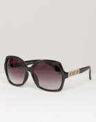 Southbeach Oversized Square Sunglasses With Metal Arm Detail - Black