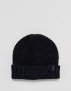 Selected Homme Beanie In Textured Knit - Black