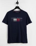 Tommy Hilfiger Faded Chest Logo T-shirt In Navy
