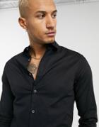 Asos Design Stretch Skinny Fit Shirt In Black