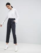 Unique 21 Stripe Elastic Waist Tailored Pants - Navy