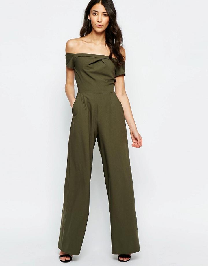 Love Bardot Jumpsuit - Khaki