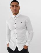 River Island Muscle Fit Oxford Shirt In White - White