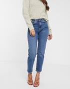 Vero Moda Organic Blend Cotton Straight Leg Jeans In Mid Blue-blues