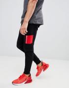 Asos Design Skinny Sweatpants With Contrast Ma1 Pocket In Black - Black