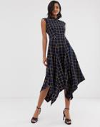 Closet Hankerchief Point Hem Dress - Navy