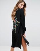 New Look Embroidered Back Shirt Dress - Black