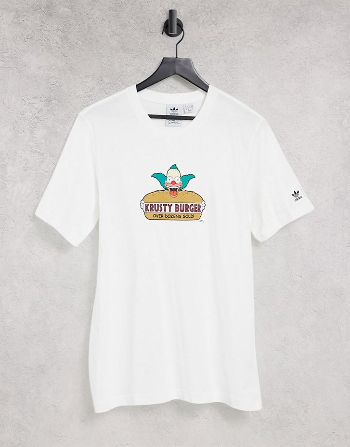 Adidas Originals X Simpsons Krusty Burger T-shirt In White