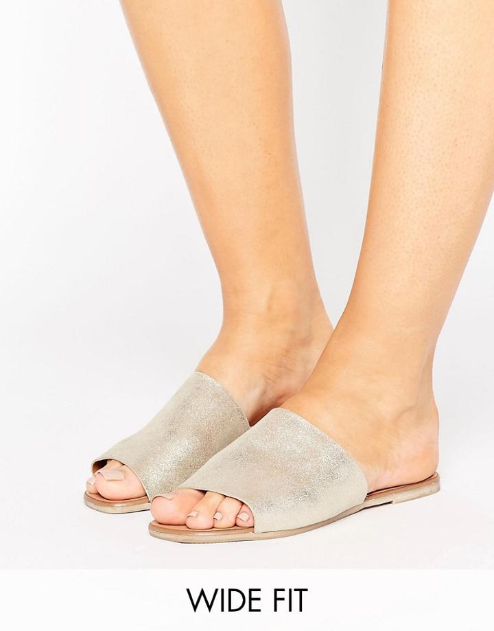 New Look Wide Fit Suede Flat Mule - Gold
