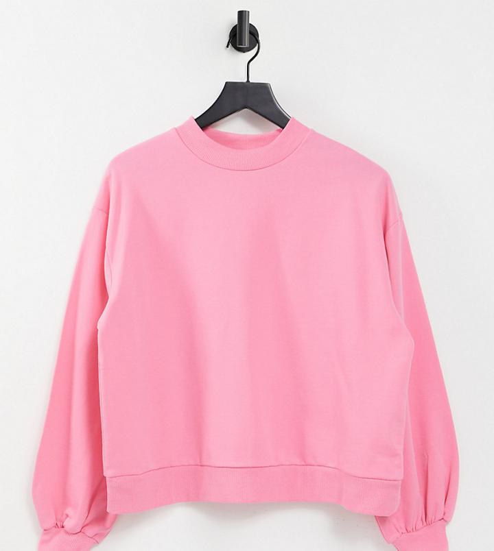 Asos Design Lounge Oversized Deep Ribbed Collar Sweatshirt In Pink - Part Of A Set