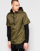 Pull & Bear Lightweight Overhead Jacket With Half-zip In Khaki - Khaki