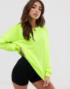 Asos Design Oversized Sweatshirt In Neon Yellow - Orange