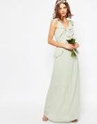 Asos Wedding Frill Detail Maxi Dress - Green