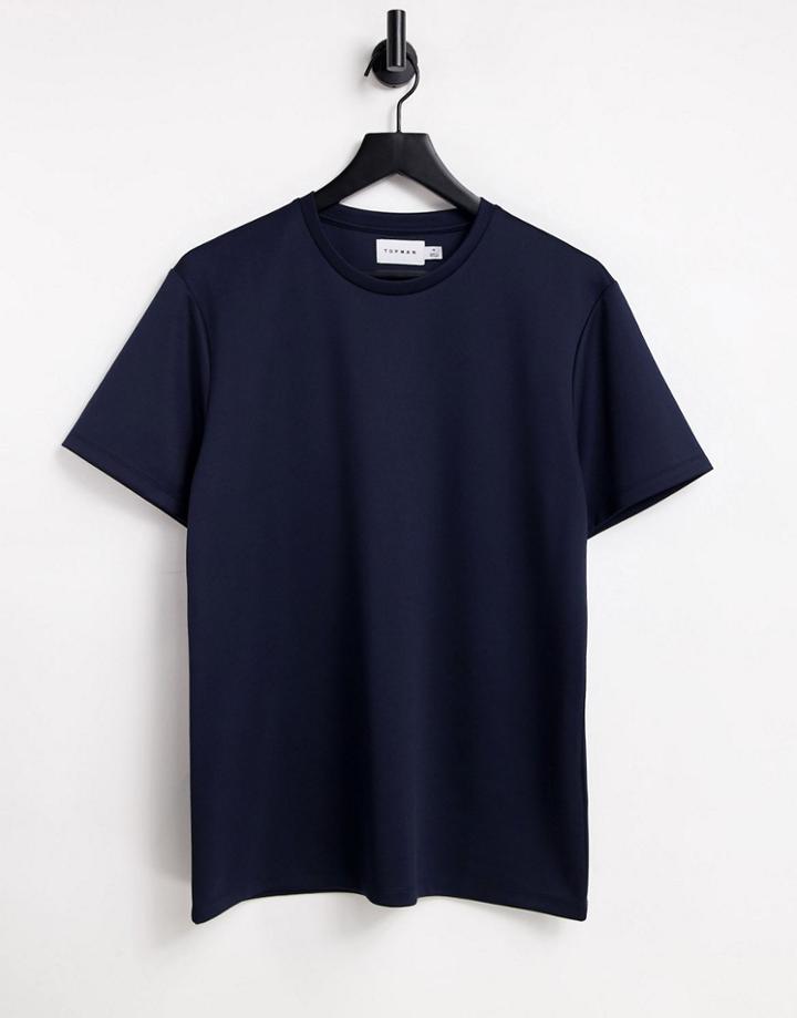 Topman Classic Fit Smart Scuba T-shirt In Navy