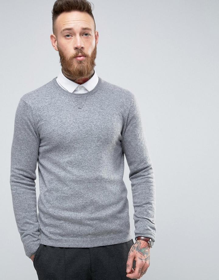Asos Knitted Sweat In Cashmere Blend - Gray