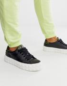 Asos Design Dynamite Diamond Sole Sneakers In Black And Lime Snake