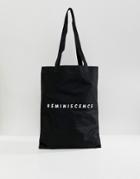 Asos Design Tote Bag In Black With Reminisce Print - Black