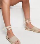 Asos Design Wide Fit June Rope Tie Espadrilles Sandals In Natural Fabrication-neutral