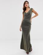 City Goddess Hand Embellished Sequin Layered Midi Dress - Gold