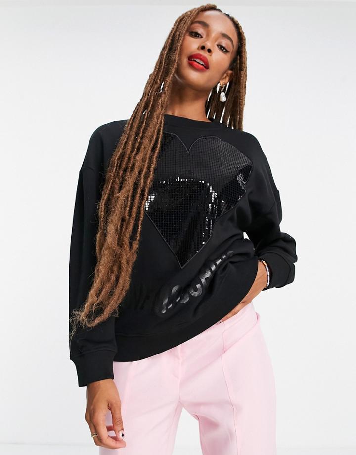 Love Moschino Shiny Logo Sweatshirt In Black