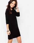 New Look Ribbed Dress With Side Zips - Black