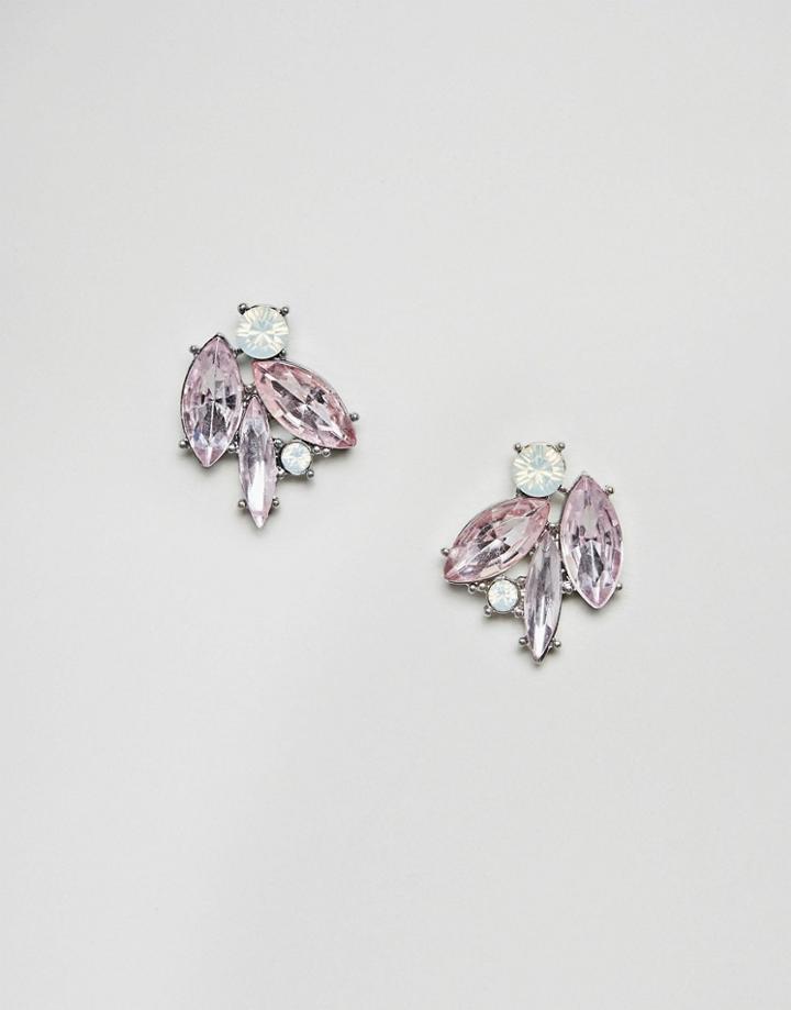 Asos Occasion Pretty Jewel Stud Earrings - Silver