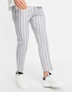 Topman Skinny Stripe Sweat-style Pants In Gray And White-grey