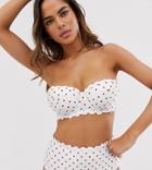Peek & Beau Fuller Bust Exclusive Eco Mix And Match Scallop Underwired Bandeau Bikini Top In Polka Dot Dd-g