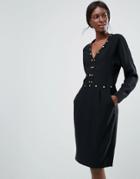 Y.a.s Long Sleeve Dress With Hardware - Black