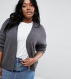 Asos Curve Chunky Cardigan With Wide Sleeve - Gray