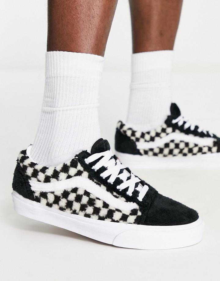 Vans Old Skool Sherpa Sneakers In Black/checkerboard