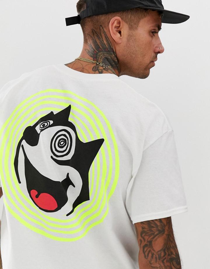 New Love Club Dizzy Back Print T-shirt In Oversized-white