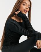 Monki Ulle Long Sleeve Stripe T-shirt In Black